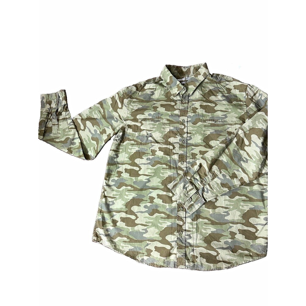Mossimo Supply Co Men's 2XL Camo Button-Up Shirt Cotton Long Sleeve Pockets